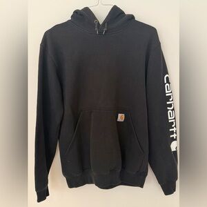 Carhartt Men's Black Hoodie with Sleeve Logo